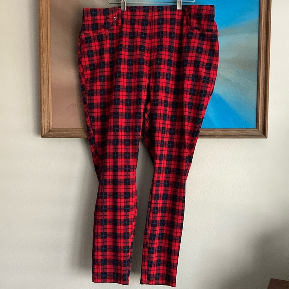 Super Cute Red Black Blue Plaid Pants from Terra & Sky Sz 2x